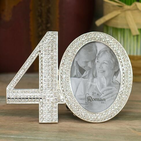 Roman Giftware Inc., Caroline Collection, Wedding & Anniversary, 3.25" H 40TH RHINESTONE FRAME,Religious, Inspirational, Durable (4x1x3) in Saudi Arabia