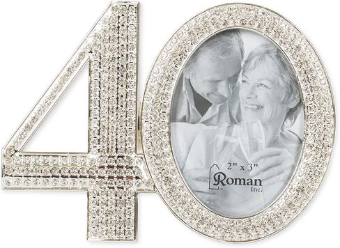 Roman Giftware Inc., Caroline Collection, Wedding & Anniversary, 3.25" H 40TH RHINESTONE FRAME,Religious, Inspirational, Durable (4x1x3) in Saudi Arabia