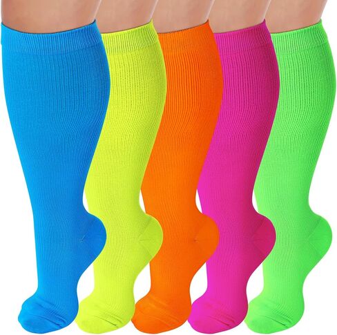 10 أزواج من الجوارب النيون فوق الساق، جوارب واسعة جدًا للقدمين، جوارب تدريب رياضية للوذمة اللمفية لمرضى السكري، جوارب رياضية للجنسين، جوارب نيون كبيرة للنساء والرجال، جوارب عالية للركبة، 5 ألوان in Kuwait