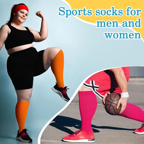 10 أزواج من الجوارب النيون فوق الساق، جوارب واسعة جدًا للقدمين، جوارب تدريب رياضية للوذمة اللمفية لمرضى السكري، جوارب رياضية للجنسين، جوارب نيون كبيرة للنساء والرجال، جوارب عالية للركبة، 5 ألوان in Kuwait