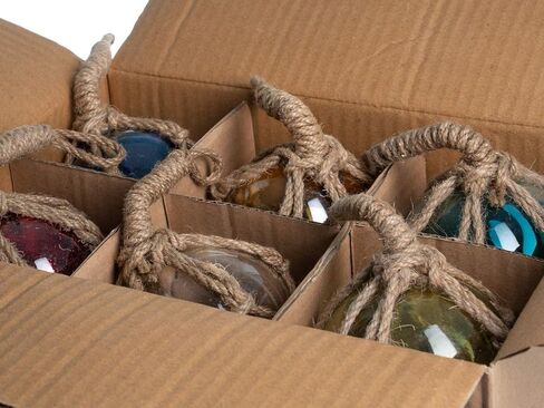 كرة صيد زجاجية يابانية - 3 بوصات متعددة الألوان (6 عبوات) - عوامات زجاجية بحبل - عوامات زجاجية يابانية - زجاج عائم لصيد الأسماك - كرات زجاجية عائمة - ديكور كرة زجاجية عائمة - كرات زجاجية بحرية in Kuwait