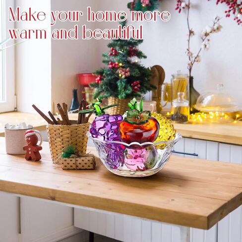Wesiti 6 قطع كريستال زجاج الفاكهة ديكور الأناناس العنب البرسيمون الفراولة الكمثرى الخوخ تمثال تمثال المقتنيات اليد الزجاج المنفوخ الفاكهة الديكور لديكور المنزل هدية لحفل زفاف عيد ميلاد الزفاف in Kuwait