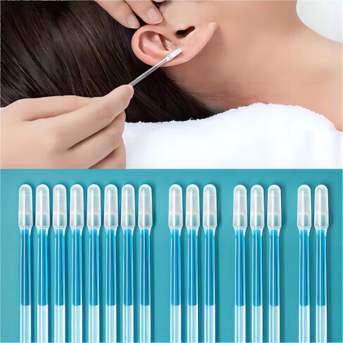 48 قطعة من عصا حفر الأذن اللاصقة المعززة لتنظيف الأذن الآمن للأطفال لإزالة شمع الأذن الحلزوني للبالغين، أداة إزالة شمع الأذن مع عبوة غطاء الغبار (S) in Kuwait