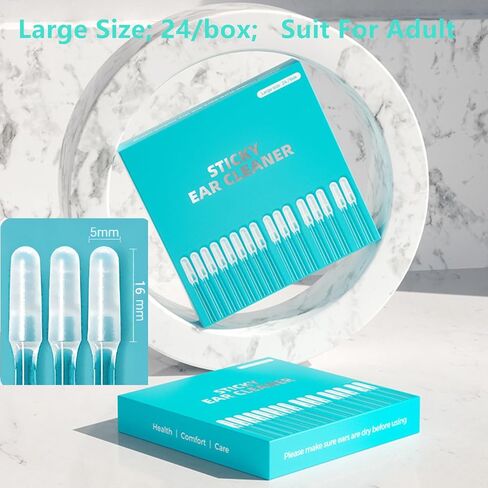 48 قطعة من عصا حفر الأذن اللاصقة المعززة لتنظيف الأذن الآمن للأطفال لإزالة شمع الأذن الحلزوني للبالغين، أداة إزالة شمع الأذن مع عبوة غطاء الغبار (S) in Kuwait