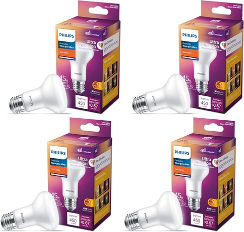 PHILIPS 45-Watt Equivalent R20 Ultra-Definition Dimmable E26 LED Light Bulb Soft White with Warm Glow 2700K (4-Pack) in Saudi Arabia
