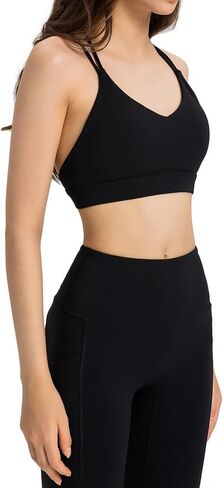Lemedy Strappy Sports Bras for Women Criss Cross Back Padded Workout Crop Yoga Tank Tops in Saudi Arabia