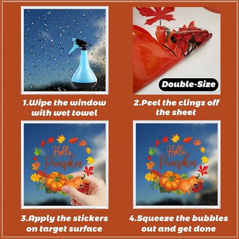 الشكر نافذة يتمسك اليقطين ورقة القيقب الخريف نافذة يتمسك للمكاتب الخريف نافذة يتمسك لنافذة زجاجية الخريف لوازم الحفلات الخريف نافذة ديكور 9PCS in Kuwait