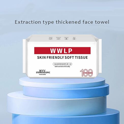 WYV Disposable Face Towel, 100 Count Cotton Facial Dry Wipes, Soft dry Wipes Cotton Facial Tissues, Multi-purpose Portable Face Clean Towels for Cleansing, Skincare and Makeup Remover in Saudi Arabia