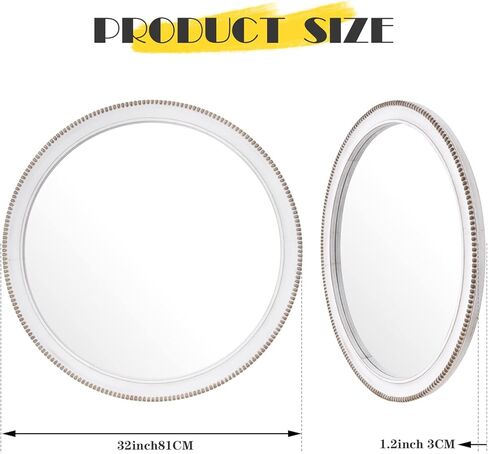 sawsile Round Decorative Mirror 24inch Circle Farmhouse Style Mirror Rustic Natural Wooden Frame Beads Mirror for Bedroom, Bathroom, Living Room or Entryway in Kuwait