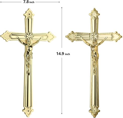 FILTA Gold Metal Crucifix Wall Cross and Metal Catholic Crucifix for Home Decor, Sacrosanct Catholic Hanging Jesus Christ Crosses for Wall,14.9 Inch in Saudi Arabia