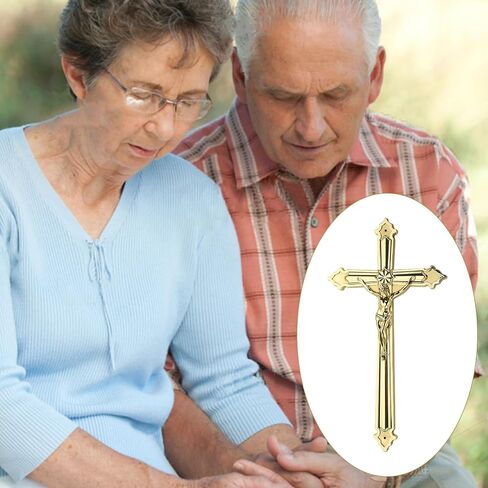 FILTA Gold Metal Crucifix Wall Cross and Metal Catholic Crucifix for Home Decor, Sacrosanct Catholic Hanging Jesus Christ Crosses for Wall,14.9 Inch in Saudi Arabia
