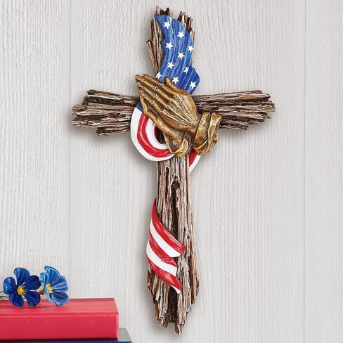 Collections Etc Patriotic Praying Hands Rustic Hanging Cross in Saudi Arabia