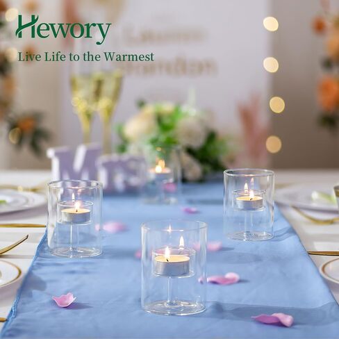 Tealight Candle Holder for Table Centerpiece: Hewory 12 PCS Glass Hurricane Candle Holder for Tealight, Votive, Floating Candle, Clear Tea Lights Candle Holders for Dinning Room Wedding Party Decor… in Saudi Arabia