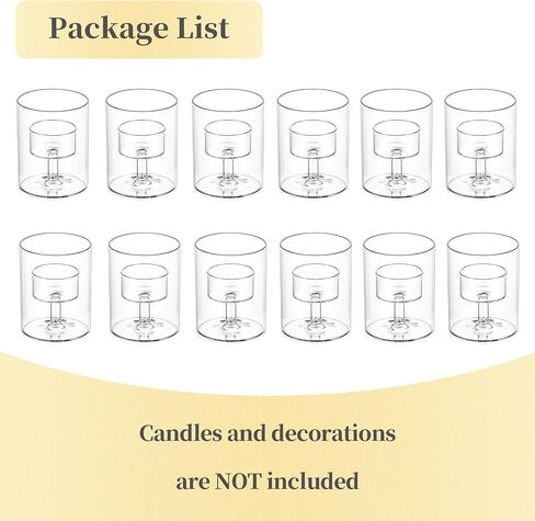 Tealight Candle Holder for Table Centerpiece: Hewory 12 PCS Glass Hurricane Candle Holder for Tealight, Votive, Floating Candle, Clear Tea Lights Candle Holders for Dinning Room Wedding Party Decor… in Saudi Arabia