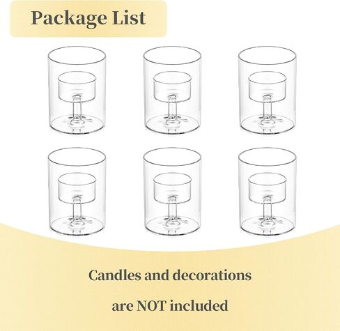 Tealight Candle Holder for Table Centerpiece: Hewory 12 PCS Glass Hurricane Candle Holder for Tealight, Votive, Floating Candle, Clear Tea Lights Candle Holders for Dinning Room Wedding Party Decor… in Saudi Arabia