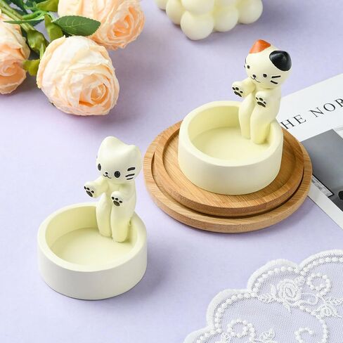 DanLingJewelry 2 قطعة حامل شمعة القط الراتنج الاحترار الكفوف لطيف الحيوانات الأليفة هريرة الشاي ضوء أصحاب شمعة حامل للمنزل ديكور للطاولات in Kuwait