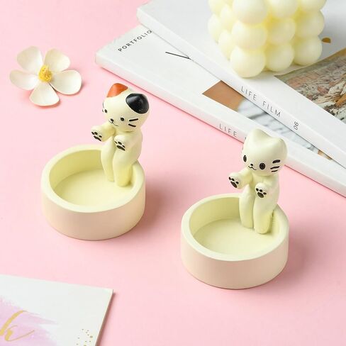 DanLingJewelry 2 قطعة حامل شمعة القط الراتنج الاحترار الكفوف لطيف الحيوانات الأليفة هريرة الشاي ضوء أصحاب شمعة حامل للمنزل ديكور للطاولات in Kuwait