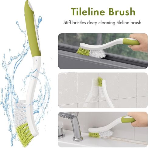 Amazer 8 Pack Cleaning Brush Set for Kitchen, Dish Scrubber Brush with Stiff Bristles, Crevice Brush, Scouring Pad, Stove Brush Tools for Household Use Sink, Pots, Bathroom, Window, Grout in Saudi Arabia