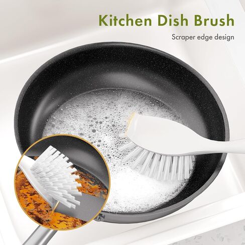 Amazer 8 Pack Cleaning Brush Set for Kitchen, Dish Scrubber Brush with Stiff Bristles, Crevice Brush, Scouring Pad, Stove Brush Tools for Household Use Sink, Pots, Bathroom, Window, Grout in Saudi Arabia