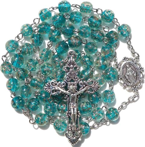 Rosary Beads Chaplet Luminous Artificial Crystal Glass Rosery Cross Catholic gifts in Saudi Arabia