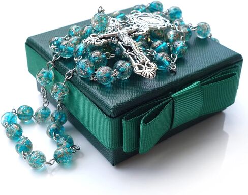 Rosary Beads Chaplet Luminous Artificial Crystal Glass Rosery Cross Catholic gifts in Saudi Arabia