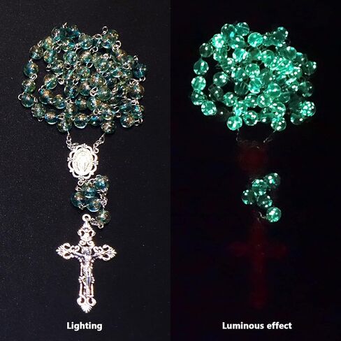 Rosary Beads Chaplet Luminous Artificial Crystal Glass Rosery Cross Catholic gifts in Saudi Arabia