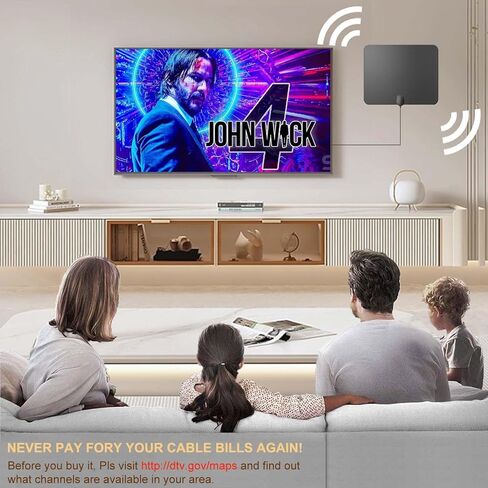 هوائي تلفزيون رقمي عالي الدقة 4K طويل المدى 1000 ميل، دعم داخلي للتلفزيون الذكي 4K 1080p Fire TV Stick وجميع أجهزة التلفاز القديمة 360 درجة، معزز إشارة استقبال الإشارة مع كابل محوري HDTV بطول 18 قدمًا باللون الأبيض in Kuwait