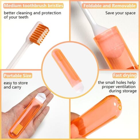 Travel Toothbrush, 3 Pcs Travel Toothbrush Set, Mini Toothbrush,Portable Travel Size Toothbrush with Toothbrush Case Individually Wrapped Toothbrush Folding Toothbrush for Travel Camping Hiking School in Saudi Arabia
