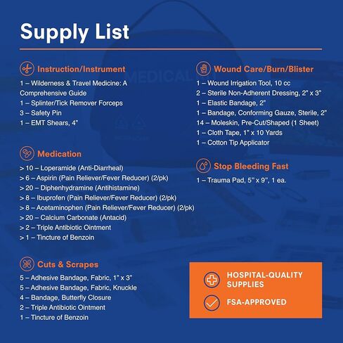 مجموعة أدفينتشر الطبية من سلسلة ماونتن، مجموعة الرحال الطبية - 96 قطعة in Kuwait