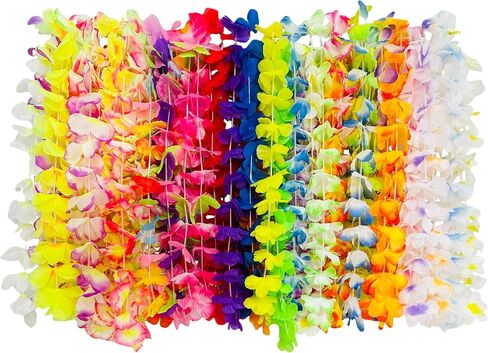 36 PCS Hawaiian Leis Hawaii Flower Leis for Adults and Kids Luau Party Decorations in Saudi Arabia