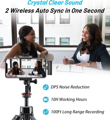 NPTCL Wireless Microphone for iPhone and Android Phones - 2 Pack Cordless Lavalier Lapel Microphone Noise Canceling Lav Mic for Video Recording Vlog TikTok Instagram in Saudi Arabia