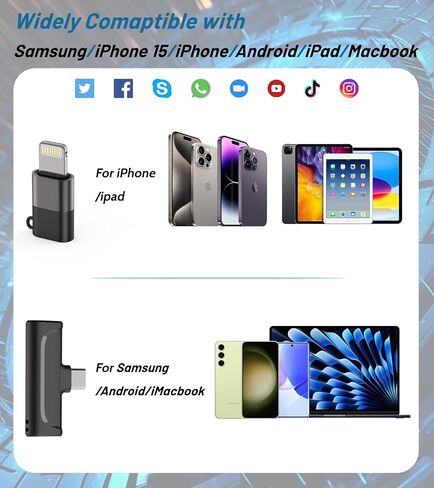 NPTCL Wireless Microphone for iPhone and Android Phones - 2 Pack Cordless Lavalier Lapel Microphone Noise Canceling Lav Mic for Video Recording Vlog TikTok Instagram in Saudi Arabia