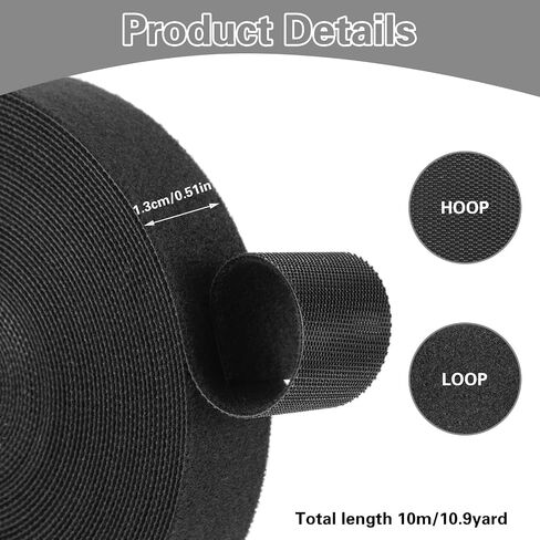 Hook and Loop Straps Double Sided Hook Loop Roll Self Gripping Wrap Cable Straps Heavy Duty Multi-Purpose Cable Ties Wire Strips for Bundling Fastening Storage Organization (0.5 in x 32 Ft) in Saudi Arabia