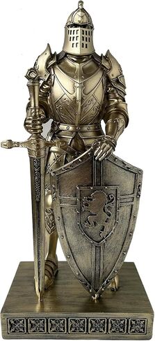 King's Guard Knight with Shield Desktop Accessories Statue Medieval Knight Ornament Paperweight for Office and Home Top Collection as Gift 12.60 Inch (Blue) in Saudi Arabia