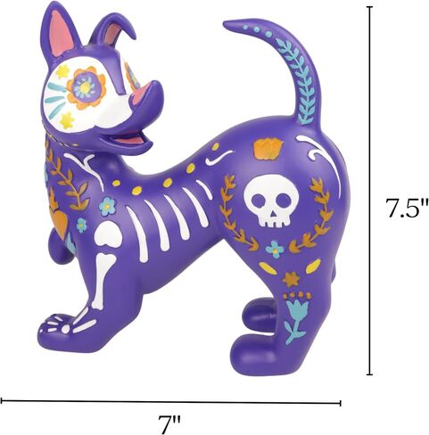 تمثال صغير للكلاب من Needzo Dia De Los Muertos، ديكور يوم الموتى النابض بالحياة، مقاس 17.78 × 17.78 سم in Kuwait