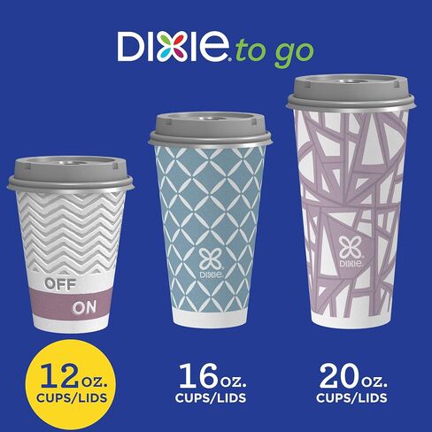 Dixie To Go Medium Paper Coffee Cups With Lids, 12 Oz, 26 Count, Disposable Cups For On-The-Go Hot Beverages in Saudi Arabia