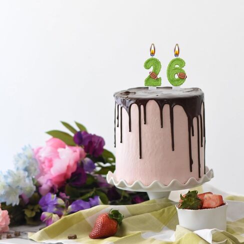 26 62 Birthday Candles, 26th 62nd Cake Candles, Silver Happy Birthday Number 26 62 Candles Cake Topper Decorations for Party Men Women in Saudi Arabia