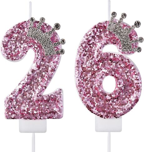 26 62 Birthday Candles, 26th 62nd Cake Candles, Silver Happy Birthday Number 26 62 Candles Cake Topper Decorations for Party Men Women in Saudi Arabia