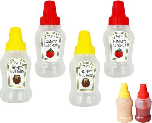 4 قطع زجاجة كاتشب صغيرة من لوبورو، 25 مل من زجاجات ضغط البهارات البلاستيكية القابلة لإعادة الملء، زجاجات حاوية صلصة الصويا والعسل مع غطاء لولبي للتخييم والمدرسة والشواء في صندوق بينتو in Kuwait