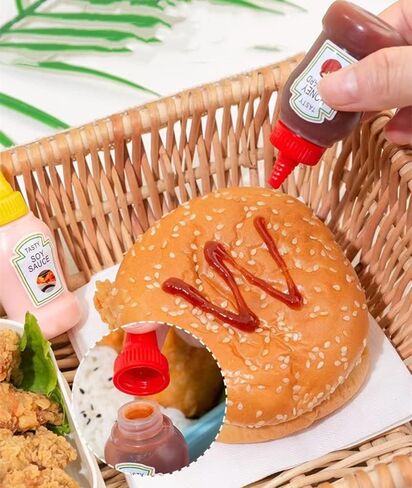 4 قطع زجاجة كاتشب صغيرة من لوبورو، 25 مل من زجاجات ضغط البهارات البلاستيكية القابلة لإعادة الملء، زجاجات حاوية صلصة الصويا والعسل مع غطاء لولبي للتخييم والمدرسة والشواء في صندوق بينتو in Kuwait