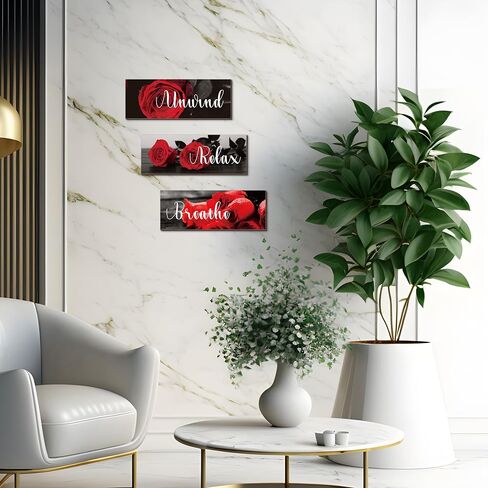 LUHIMO 4 PCS Olive Green Plant Bathroom Wall Decor Aesthetic, Relax Soak Unwind Breathe Wooden Signs for Farmhouse, Home Simplicity Hanging Botanical Wall Art Decorations in Saudi Arabia