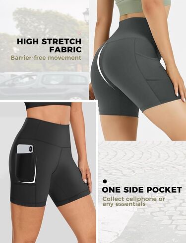 Buauty 2 Pack Womens 5" Biker Shorts with Pocket High Waisted Yoga Shorts Workout Tummy Control Gym Bike Short Leggings in Kuwait