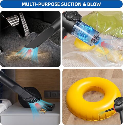 مكنسة كهربائية محمولة باليد، مكنسة كهربائية قابلة لإعادة الشحن، صائدة الحشرات، مكنسة كهربائية محمولة عالية الطاقة مع شفط قوي، طارد للغبار ومنفاخ هواء للسفر المنزلي بالسيارة in Kuwait