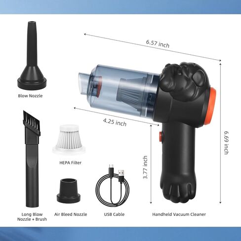 مكنسة كهربائية محمولة باليد، مكنسة كهربائية قابلة لإعادة الشحن، صائدة الحشرات، مكنسة كهربائية محمولة عالية الطاقة مع شفط قوي، طارد للغبار ومنفاخ هواء للسفر المنزلي بالسيارة in Kuwait