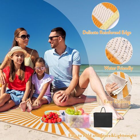 Lahome Outdoor Patio Rug Waterproof 6x9, Plastic Straw Rug Reversible Indoor Outdoor Carpet Floor Decor,Large Portable Outside Camping Mats for Deck Balcony Rv Tent,Orange in Saudi Arabia