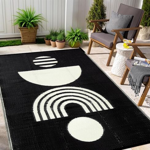 Lahome Outdoor Patio Rug Waterproof 6x9, Plastic Straw Rug Reversible Indoor Outdoor Carpet Floor Decor,Large Portable Outside Camping Mats for Deck Balcony Rv Tent,Orange in Saudi Arabia