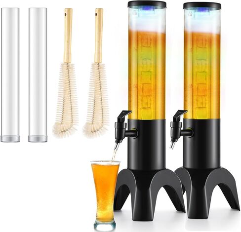 2PCS Drink Tower, 1.5L Mimosa Tower Dispenser With Ice Tube and Led Light, Tabletop Beer Dispenser 1.58 Qt./50oz, Ideal for Parties Bars Pubs Restaurants in Kuwait