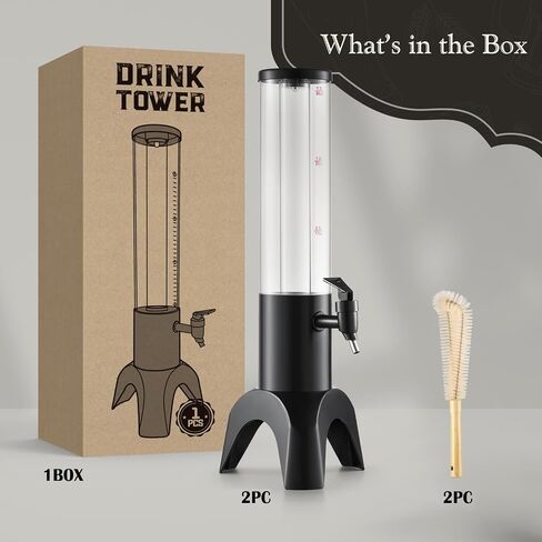 2PCS Drink Tower, 1.5L Mimosa Tower Dispenser With Ice Tube and Led Light, Tabletop Beer Dispenser 1.58 Qt./50oz, Ideal for Parties Bars Pubs Restaurants in Kuwait