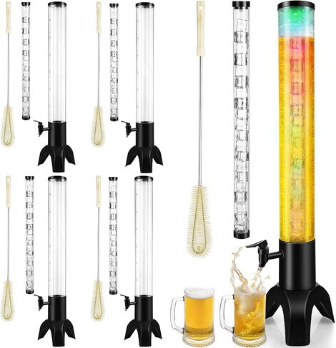 2PCS Drink Tower, 1.5L Mimosa Tower Dispenser With Ice Tube and Led Light, Tabletop Beer Dispenser 1.58 Qt./50oz, Ideal for Parties Bars Pubs Restaurants in Kuwait