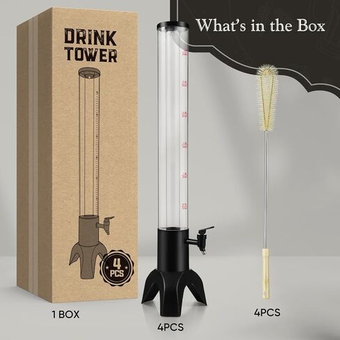 2PCS Drink Tower, 1.5L Mimosa Tower Dispenser With Ice Tube and Led Light, Tabletop Beer Dispenser 1.58 Qt./50oz, Ideal for Parties Bars Pubs Restaurants in Kuwait